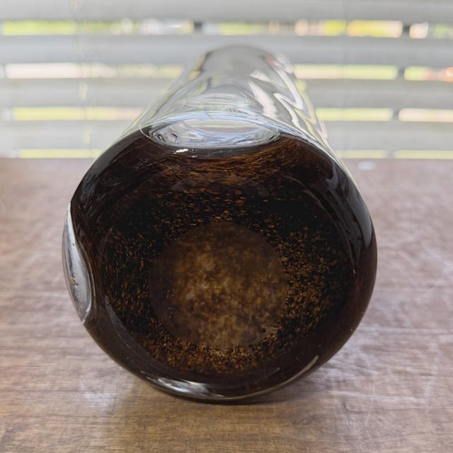 Glass Vintage Encased Sommerso Murano Art Glass Windows Vase in Amber & Brown For Sale - Image 7 of 7