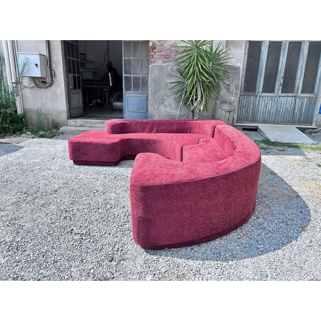Vintage Lara Modular Sofa in Burgundy Bouclé by Roberto Pamio for Stilwood, 1970s For Sale - Image 6 of 8