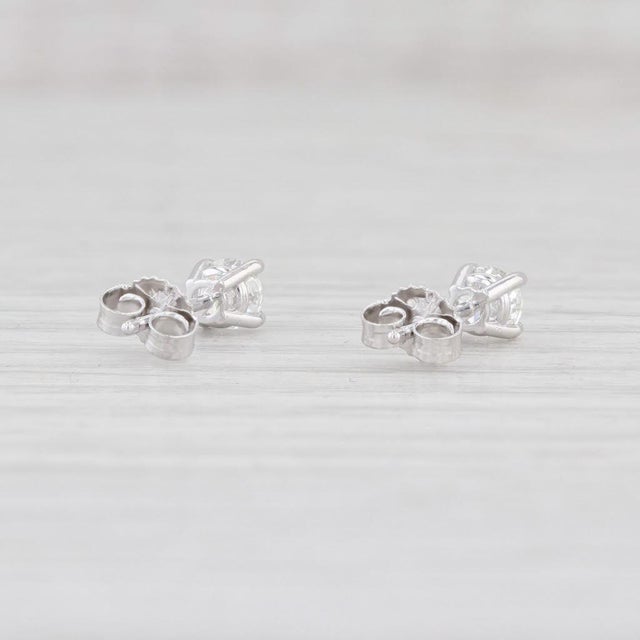 0.42ctw Diamond Stud Earrings 14k White Gold Round Brilliant Solitaire Studs - 2 Pieces For Sale - Image 4 of 5