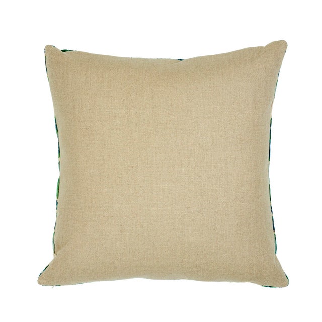 This 22" x 22" pillow features Bezique Flamestitch in Blue & Green on the front with Piet Performance Linen in flax on the...