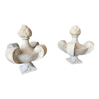 Pair of 19th Century Carved White Marble Finial Ornaments From France For Sale