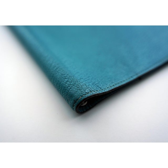 Hermes Turquoise Chevre Leather Globe-Trotter Agenda Cover, C. 2004 For Sale - Image 11 of 12