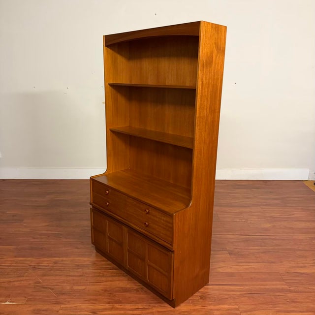 Mid-Century Modern Nathan Furniture Tall Teak Bookcase Cabinet For Sale - Image 3 of 11