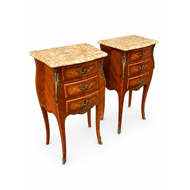 Louis XV Style Bedside Tables, 1890s, Set of 2 For Sale - Image 4 of 11