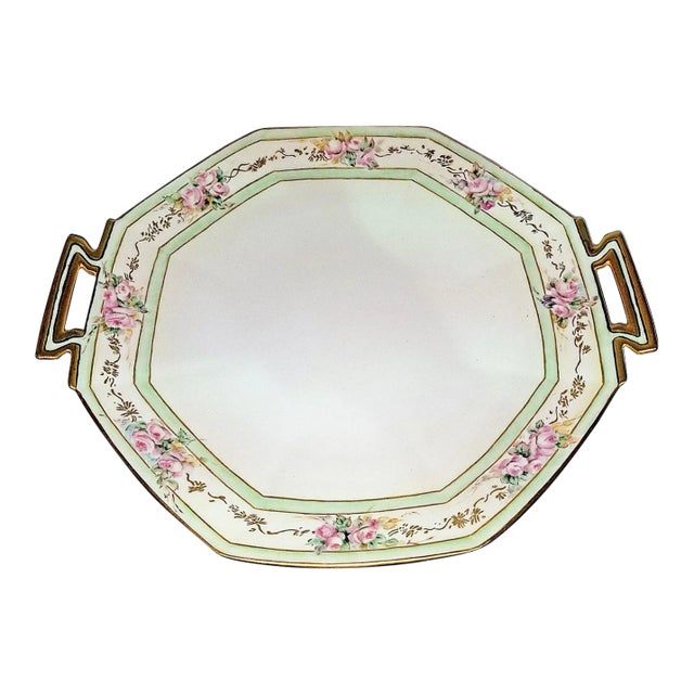 1917 Limoges Porcelain Hand Painted Art Deco Serving Dish For Sale