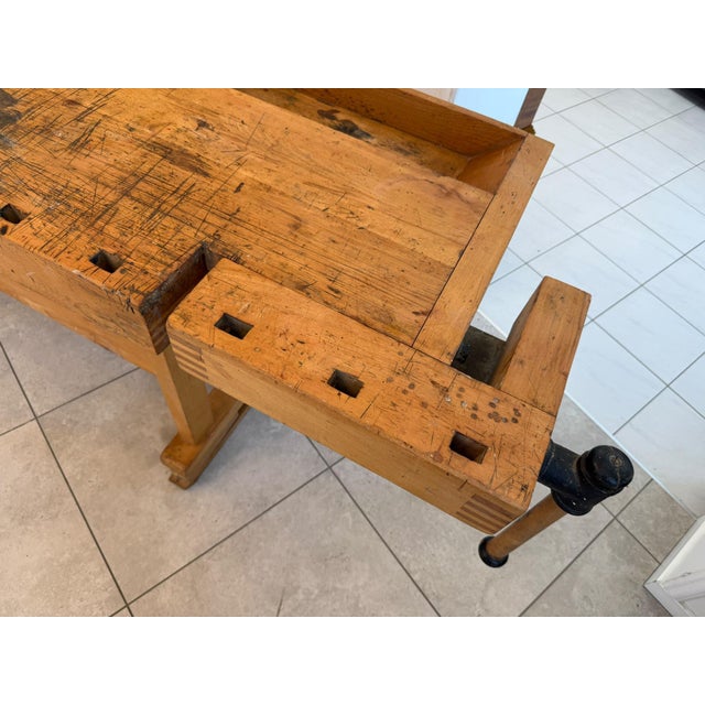 Brown German Workbench in Solid Wood For Sale - Image 8 of 12