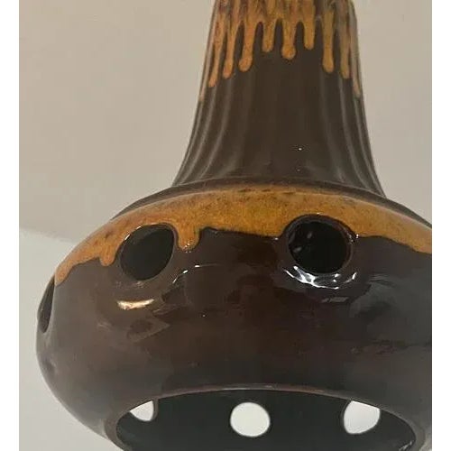 Brown Glazed Ceramic Pendant Light, Germany, 1970s For Sale - Image 3 of 13