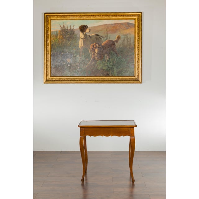 French 19th Century Walnut Side Table with Leather Top and Long Lateral Drawer For Sale In Atlanta - Image 6 of 12