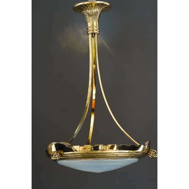 Art Deco Pendant Light with Palme Koenig Opaline Glass Shade, Vienna, 1920s For Sale - Image 13 of 18
