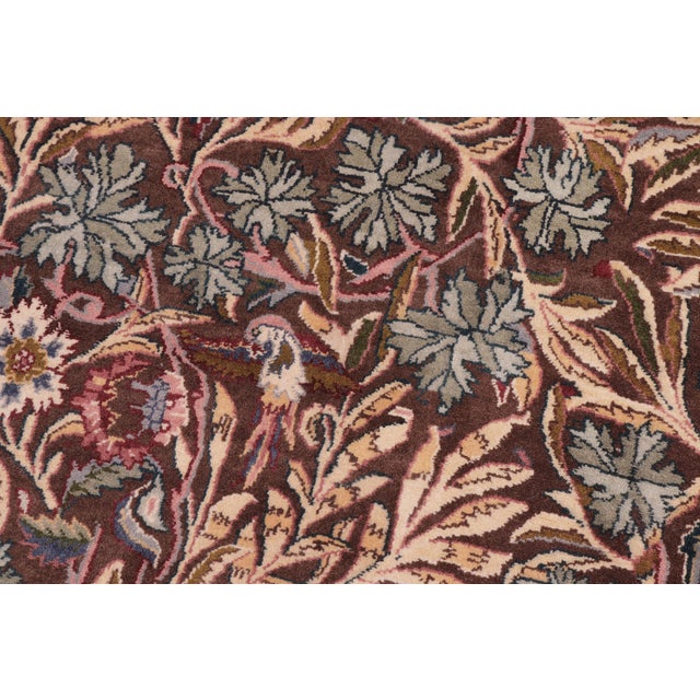 1990s Floral 1990's Pak-Persian Brown/Gray Wool Round Rug - 8'0'' X 8'4'' For Sale - Image 5 of 9