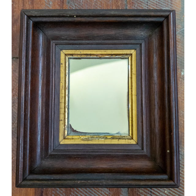19th Century American Victorian Miniature Mirror in Walnut Frame For Sale - Image 4 of 12