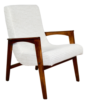 Vintage Loft Armchair with Herringbone Natural Fabric, 1970s