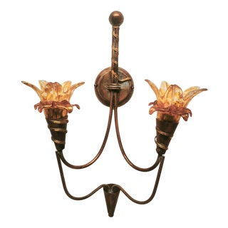 Two-Light Wall Lamp with Murano Glass, 1980s For Sale