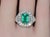 Green Gia Certified 3.98ct Natural Zambian Emerald & Diamond Tiered Halo Milgrain 18k White Gold Ring, Size 6.5 For Sale - Image 8 of 16