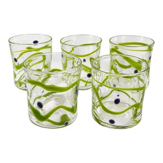 Set of 5 Peàn Doubulyu “Wavie” Hand‑Blown Art Glass Tumblers, 1995–1996 For Sale