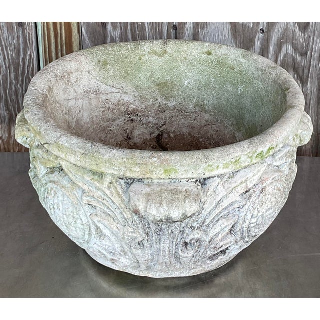 Sculpture Materials Vintage Regency Cast Concrete Medallion Planter For Sale - Image 7 of 8