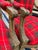 Pair Antique Carved Red Tartan Arm Chairs For Sale - Image 10 of 10