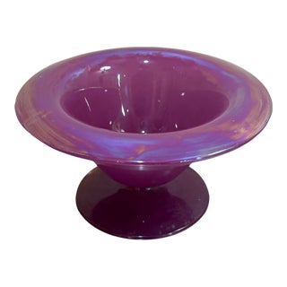 Antique Cambridge Art Glass Purple Pedestal Bowl For Sale