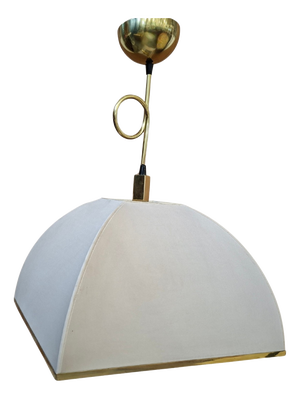 Vintage Brass and Fabric Chandelier, 1975
