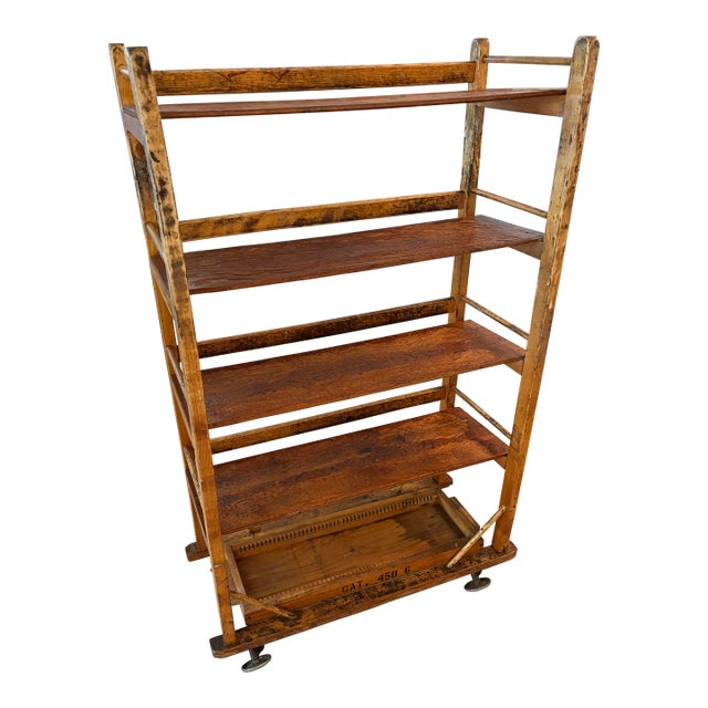 Early 20th Century Rolling Industrial Factory Shoe Rack Display From Massachusetts For Sale