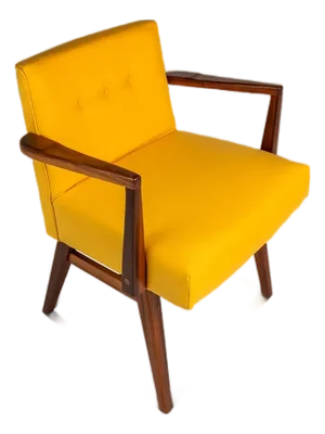 Rare Restored Mid-Century Modern Model C-108 Armchair in Walnut & Canary Yellow Fabric Attributed to Jens Risom for Jens Risom Design, Usa, C. 1950s