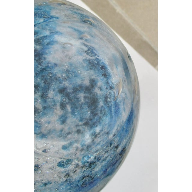 Mediterranean Blue Art Glass Globe Vase Biot France For Sale - Image 3 of 8