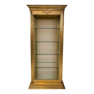 Tall 80-Inch Solid Brass Display Curio Cabinet, by Glober Co Carpentersville Usa For Sale