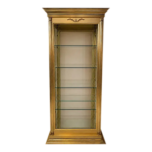 Tall 80-Inch Solid Brass Display Curio Cabinet, by Glober Co Carpentersville Usa