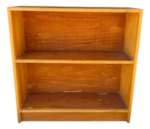 Vintage Mid Century Modern Style Wood Open Bookshelf Display Shelf
