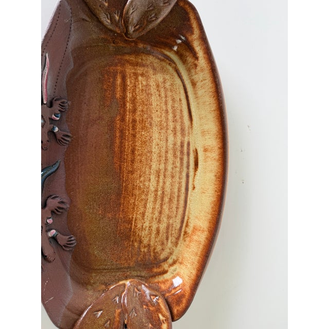 Vintage Helen Helwig Lizard & Cactus Motif, Signed Studio Pottery Tray For Sale In Miami - Image 6 of 10