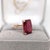 Red 4.8ct Madagascar Ruby Solitaire Ring: Solid 14k Yellow Gold, Emerald Cut, Size 6.75 For Sale - Image 8 of 12