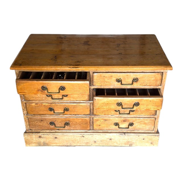 Rustic Early 19th Century Pine Bank of 8 Fitted Drawers For Sale - Image 3 of 12
