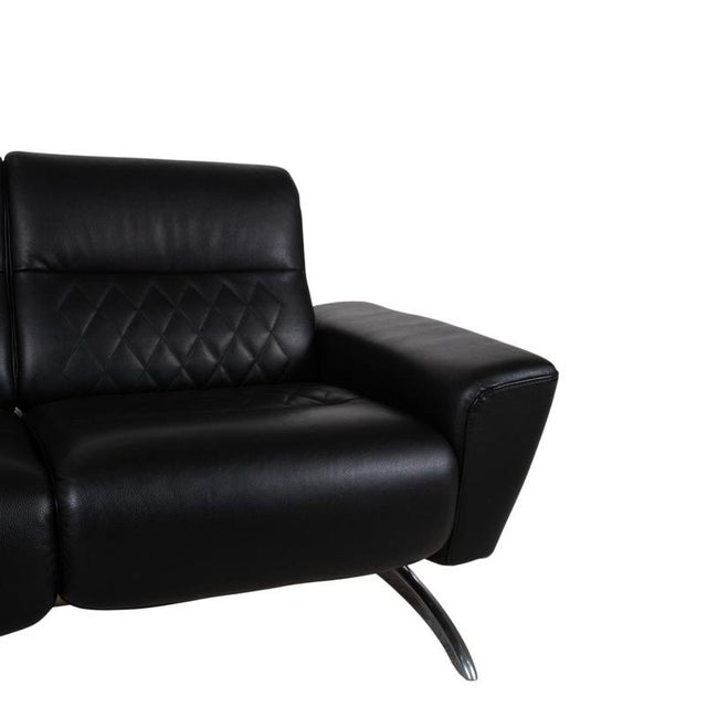 Michelle Leather Chrome Two-Seater Black Manual Function Sofa from Stressless For Sale - Image 5 of 14