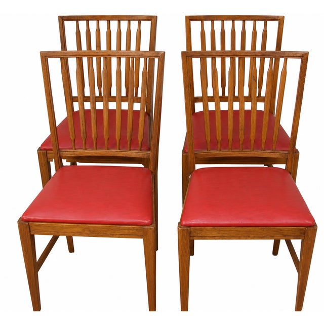 Vintage Chairs in Oak and Eco-Leather, 1960s, Set of 4 For Sale - Image 9 of 9