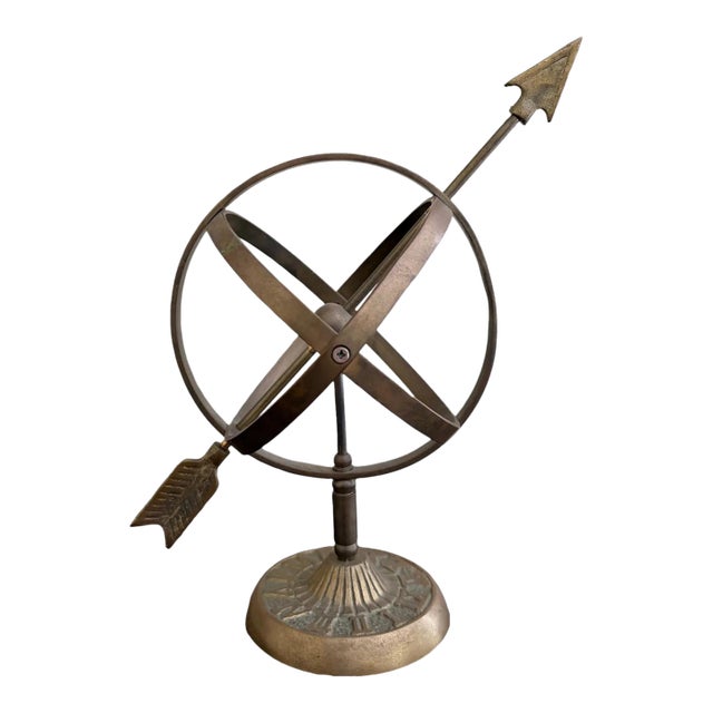 Late 20th Century Classical Iron Armillary Sphere Garden Sculpture on Stand – English Estate Style For Sale