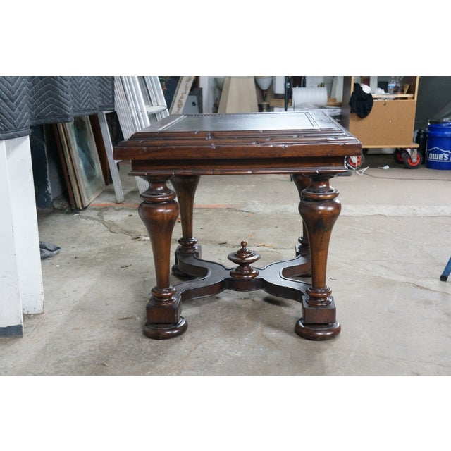 Bernhardt Bernhardt Old Word Tuscan Etched Metal & Wood Marquis Square Side End Table 31" For Sale - Image 4 of 18