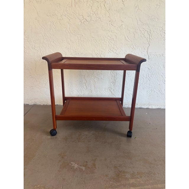 Mid-Century Modern Vintage 1970s Danish Modern Teak Bar Cart For Sale - Image 3 of 10