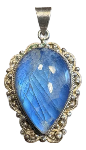 Sterling Silver Blue Labradorite Pendant - Stamped 925