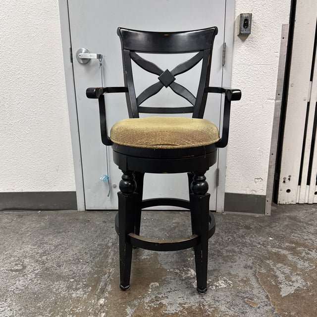 Design Plus Gallery presents the Lille Bar Stool from Frontgate. The stool has been crafted from rubber wood and dark wood...