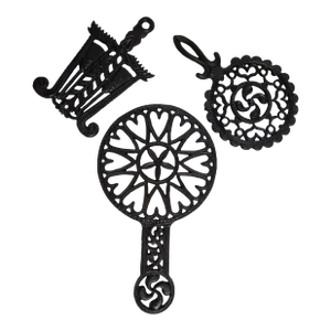Late 20th Century Cast Iron Grain & Tassel Trivets- Set of 3