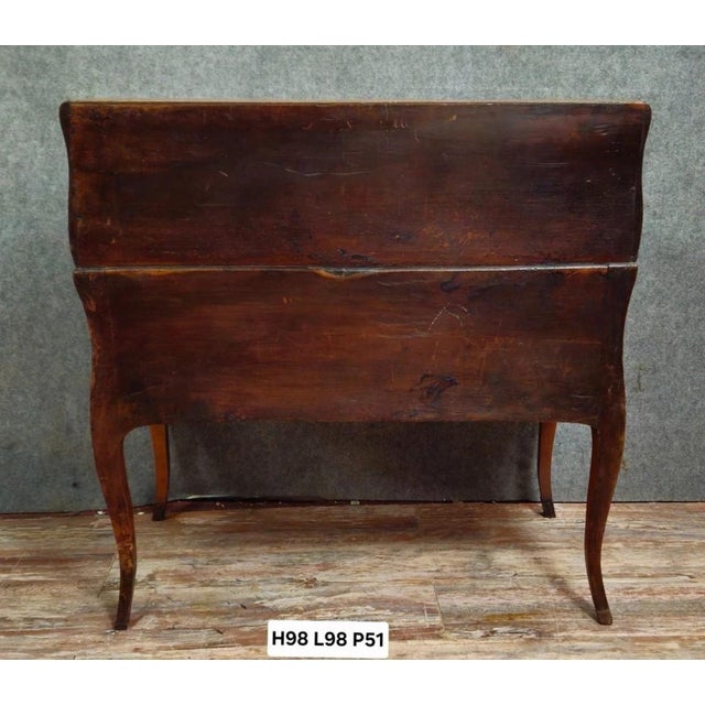 Slant-Front Desk in Curved Walnut and Marquetry For Sale - Image 11 of 12