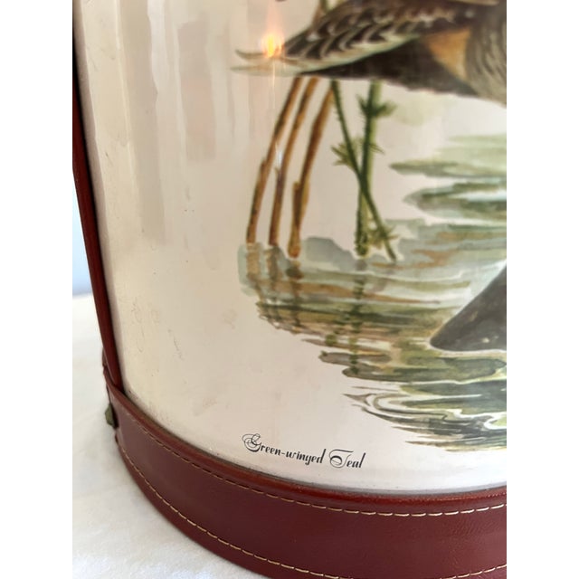 Mid 20th Century "Green-Winged Teal" Duck Illustrated Ice Bucket & Set of 4 Glasses For Sale In Los Angeles - Image 6 of 8