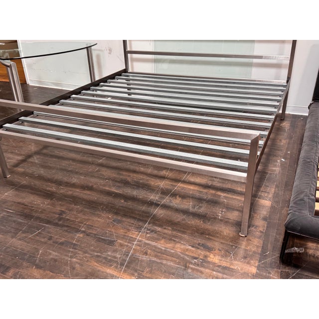 Silver Eastern King Size Room & Board Stainless Steel Parsons Bed Frame For Sale - Image 8 of 12