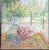 Lovely large original oil on canvas still life painting of vase of flowers sitting on a table in front of a window next to...