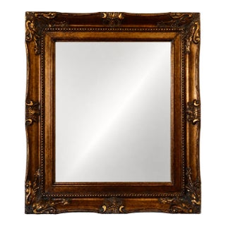 Substantial Vintage Gilt Frame Mirror — Carved Wood With Composition Ornament Detailing For Sale