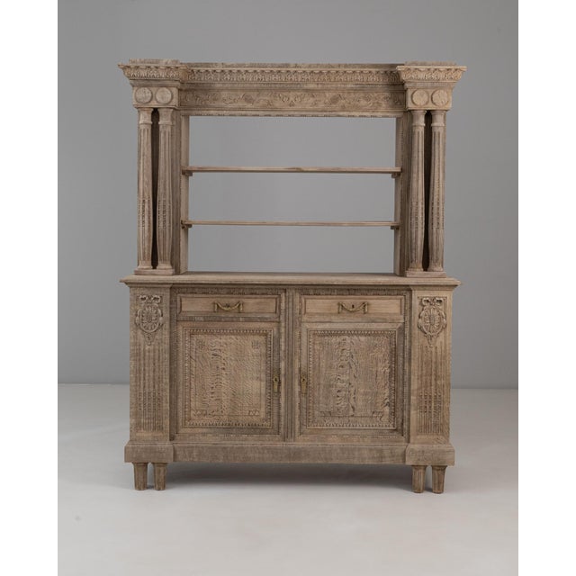 1910s Belgian Renaissance Revival Oak Cupboard With Carved Columns For Sale - Image 10 of 18