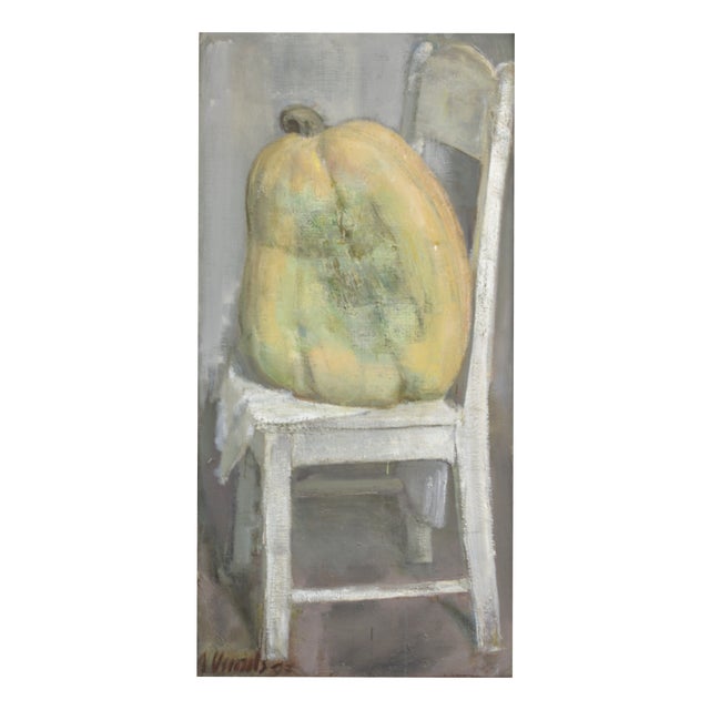 Imants Vecozols, Pumpking on a Chair, 2000s, Oil on Canvas For Sale