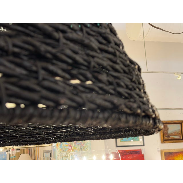 West Elm Contemporary Woven Dome Pendant Light For Sale - Image 9 of 12