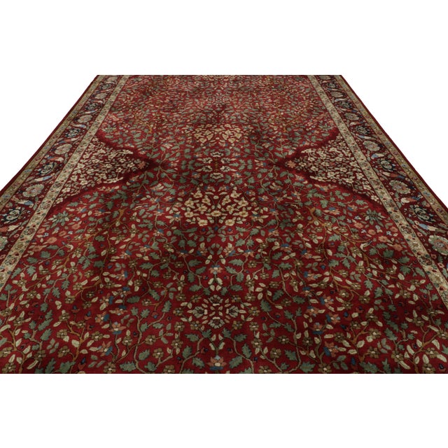 1920s Oversized Antique Tetex Hooked Rug, Red With Floral Patterns - Rug & Kilim For Sale - Image 5 of 9