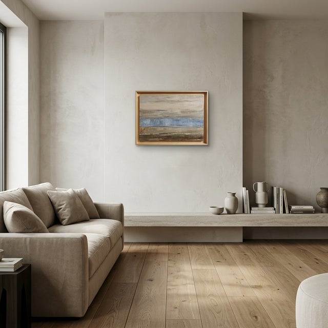Sky Blue Between Sky and Shore, Abstract Landscape, Minimalism, French Artist, Framed by Sophie Dumont. For Sale - Image 8 of 8